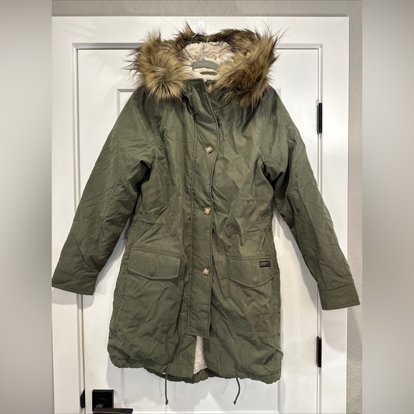 Abercrombie & Fitch Sherpa-Lined Military Parka Size Large - Picture 1 of 11